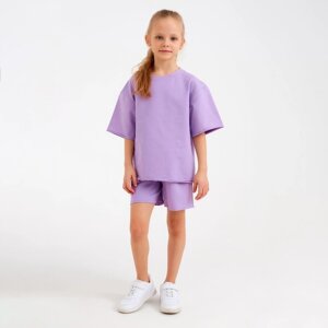 Костюм детский (футболка, шорты) MINAKU: Casual Collection цвет лиловый, рост 140