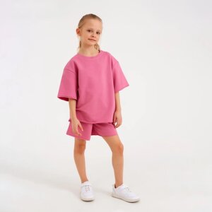 Костюм детский (футболка, шорты) MINAKU: Casual Collection цвет пудровый, рост 128