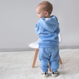 Костюм детский спортивный KinDerLitto «Оверсайз», 2 предмета: худи, штаны, рост 74-80 см, цвет небесно-голубой