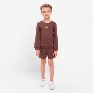 Костюм детский (свитшот, шорты) MINAKU, цвет коричневый, рост 104 см