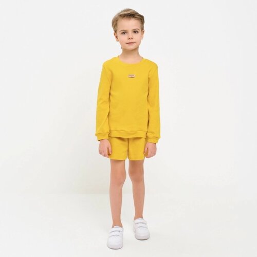 Костюм детский (свитшот, шорты) MINAKU, цвет жёлтый, рост 104 см