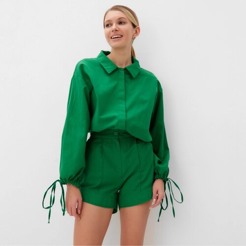 Костюм женский (блузка, шорты) MINAKU: Casual Collection цвет зелёный, размер 48