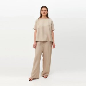 Костюм женский (футболка, брюки) MINAKU: Enjoy цвет бежевый, размер 48