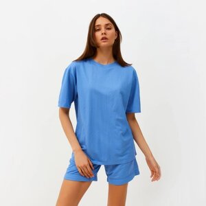 Костюм женский (футболка, шорты) MINAKU: Casual collection цвет голубой, размер 44