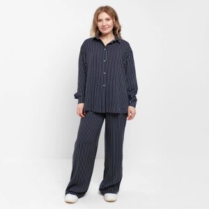 Костюм женский (рубашка, брюки) MINAKU: Enjoy цвет синий, размер 52