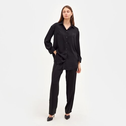 Костюм женский (рубашка, брюки) MINAKU: Silk pleasure цвет чёрный, размер 44
