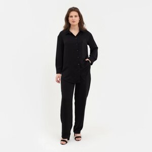 Костюм женский (рубашка, брюки) MINAKU: Silk pleasure цвет чёрный, размер 48