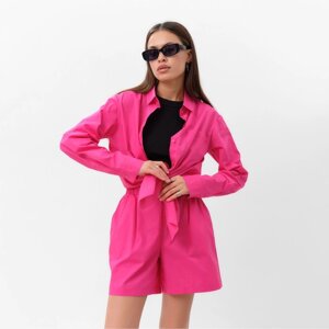Костюм женский (рубашка и шорты) MIST Summer time, размер 42, розовый