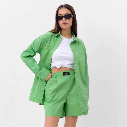 Костюм женский (рубашка и шорты) MIST Summer time, размер 44, зеленый