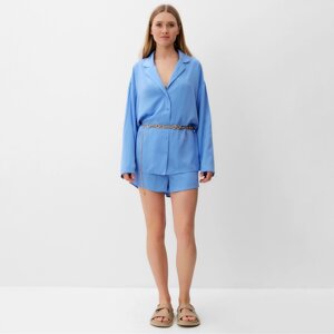 Костюм женский (рубашка, шорты) MINAKU: Casual Collection цвет голубой, р-р 40