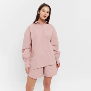 Костюм женский (рубашка, шорты) MINAKU: Oversize цвет тёмно-розовый, размер 44