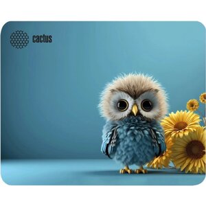 Коврик для компьютерной мыши Cactus Owl blue, игровой, 220*180*2 мм, рис. синяя сова"