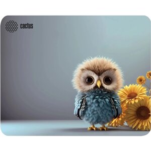 Коврик для компьютерной мыши Cactus Owl gray, игровой, 300*250*3 мм, рис. серая сова"