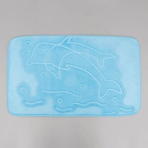 Коврик Доляна «Дельфины», 5080 см, цвет синий