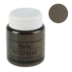 Краска акриловая Metallic 80 мл, WizzArt Золото черное металлик WM14.80, морозостойкая