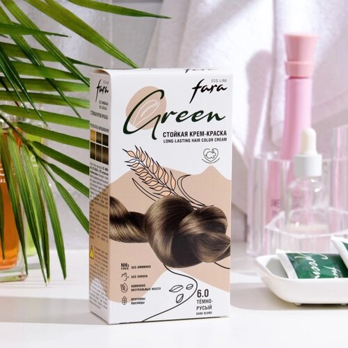 Краска для волос FARA Eco Line Green 6.0 темно-русый, 125 г