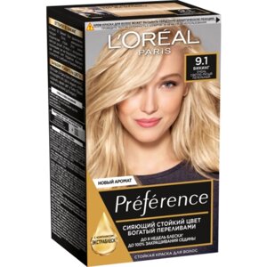 Краска для волос L'Oreal Preference Recital «Викинг», тон 9.1, очень светло-русый пепельный