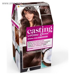 Краска-уход для волос L'oreal Casting Creme Gloss, без аммиака, оттенок 412 какао со льдом