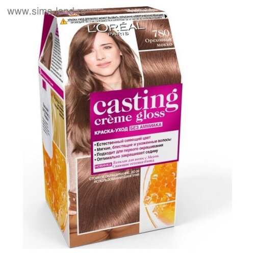 Краска-уход для волос L'oreal Casting Creme Gloss, без аммиака, оттенок 780 ореховый мокко