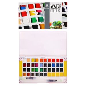 Краски акварельные 36 цветов + 2 штуки кисти в пластиковой коробке GTS-36