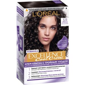 Крем-краска для волос L'Oreal Excellence Cool Creme, тон 3.11 ультрапепельный тёмно-каштановый