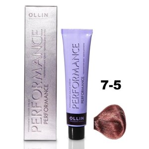 Крем-краска для волос Ollin Professional Performance, тон 7/5 русый махагоновый, 60 мл