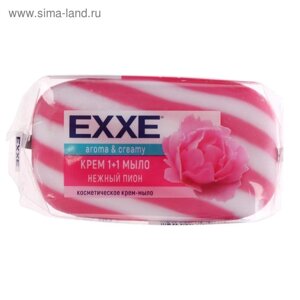 Крем+мыло Exxe 1+1 "Нежный пион" розовое полосатое, 80 г