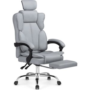 Кресло для руководителя Baron металл/экокожа, хром/серый 64x64x127 см