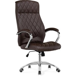 Кресло для руководителя Monte металл/экокожа, хром/коричневый 67x75x129 см