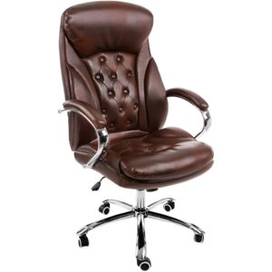 Кресло для руководителя Rich металл/экокожа, хром/коричневый 67x75x117 см