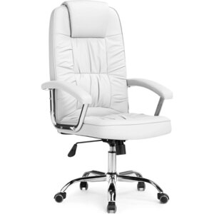 Кресло для руководителя Rik металл/экокожа, хром/белый 64x66x112 см