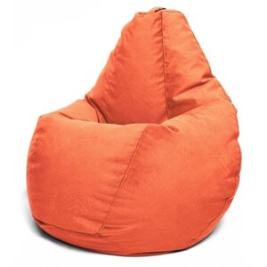 Кресло-мешок «Груша» Позитив Maserrati, размер L, диаметр 80 см, высота 100 см, велюр, цвет оранжевый