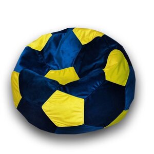 Кресло-мешок «Мяч», размер 90 см, см, велюр, цвет синий, жёлтый