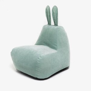 Кресло-мешок «Зайчик», размер 80x90 см велюр, цвет мятный