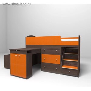 Кровать-чердак Ярофф Малыш, 700x1600, Бодего/Оранжевый