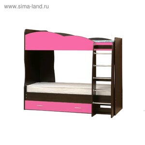 Кровать детская двухъярусная «Юниор 2.1», 8002000 мм, лдсп, цвет венге / розовый