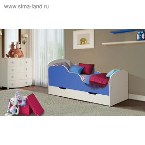 Кровать детская «Облака №2», 700х1400 мм, цвет белый/синий