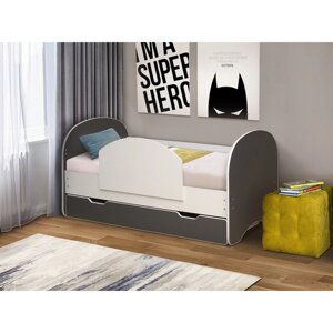 Кровать детская с бортиком и ящиком «Радуга», 700 1400 мм, цвет белый / графит