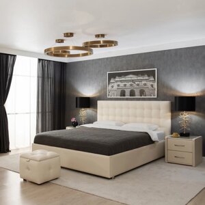 Кровать «Ла Скала» без ПМ, 140200 см, экокожа, цвет ванильное суфле