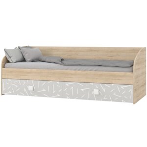Кровать односпальная с двумя ящиками «Микки», 8002000 мм, цвет дуб ривьера / серый