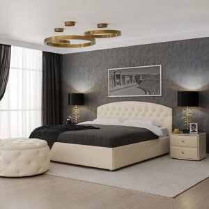 Кровать «Пальмира» без ПМ, 160200 см, экокожа, цвет ванильное суфле