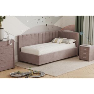 Кровать «Помпиду» с ПМ, 120200 см, премиум велюр, цвет пыльная роза