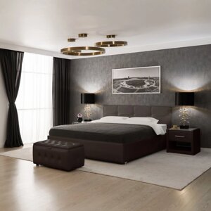 Кровать «Птичье гнездо» с ПМ, 140200 см, экокожа, цвет горький шоколад