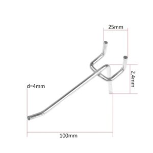 Крючок одинарный для металлической перфорированной панели, L=100мм, d=4, мм шаг 25мм