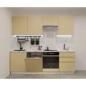 Кухонный гарнитур Лайн-37 2400х600 белый/Стамбул/ Мрамор белый