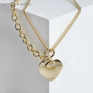 Кулон «Цепь» крупное сердце, цвет золото, 45 см