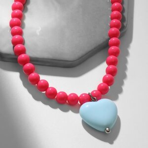 Кулон «Сердце» яркость, цвет голубо-розовый, 39 см