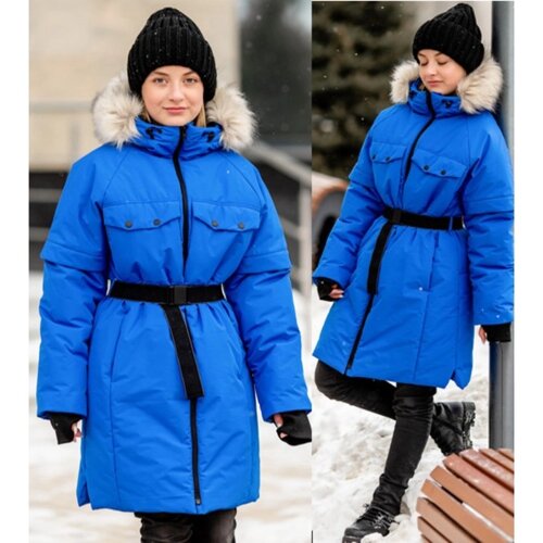Куртка-парка для девочки, рост 140 см, цвет синий