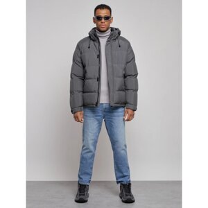 Куртка спортивная болоньевая мужская зимняя, размер 48, цвет серый