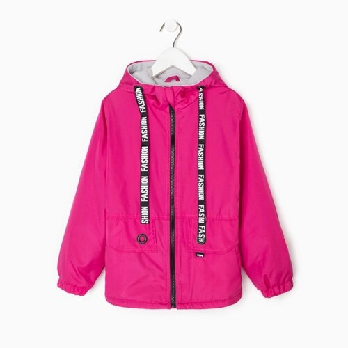 Куртка (ветровка) на флисе для девочки, цвет малиновый, рост 110-116 см